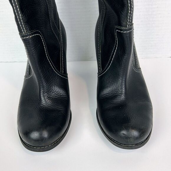 Timberland Rudston Heeled Boots Black Knee High Pull On Riding Shoes Leather 8.5 - Picture 4 of 14